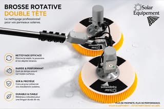 Motorised double-disc brush — close-up of the two brush heads