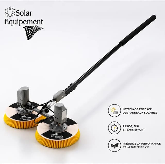 Brosse motorisée double disque complète sur fond blanc