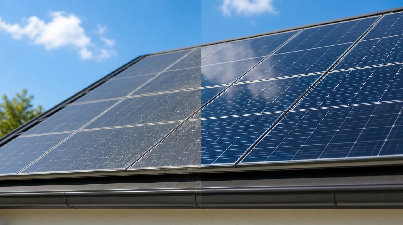 Panneau solaire propre après nettoyage